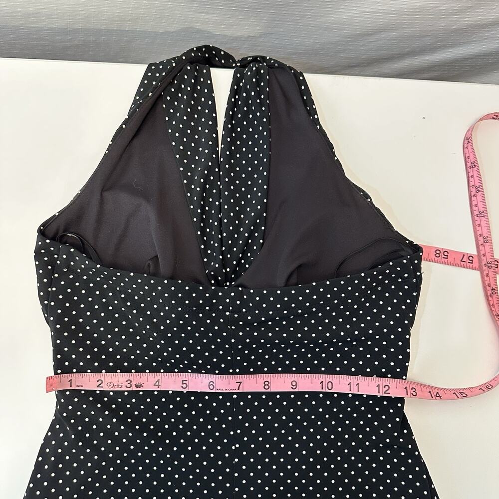 Y2K My Mitchel Halter Babydoll Dress Size S Polka Dot Pinup Coquette Rhinestone - Picture 12 of 12